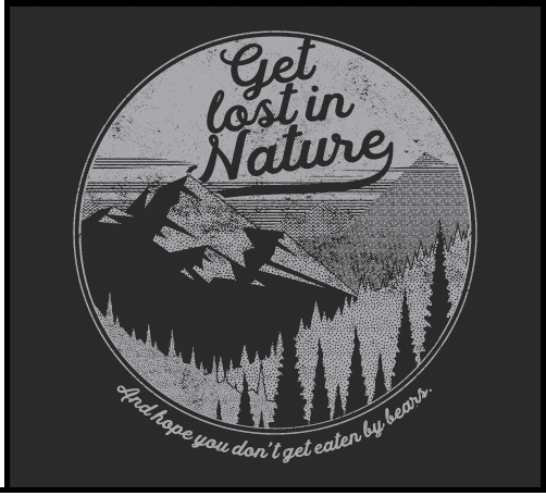 Short Sleeve T-Shirt - Black - Grey Ink - Get Lost In Nature