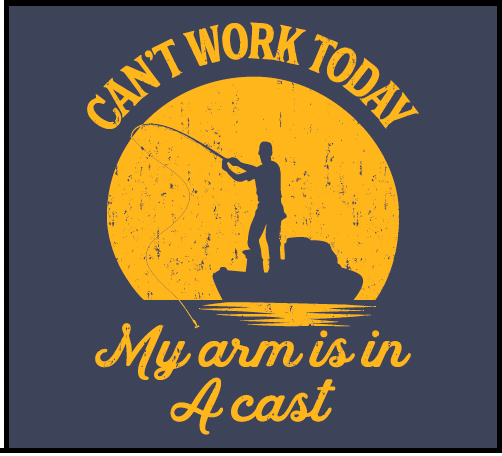 Short Sleeve T-Shirt - Heather Navy - Golden Yellow - Can't Work Today My Arm is in a Cast